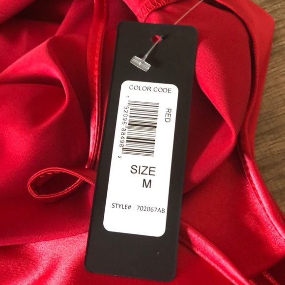 BEBE SATIN COWL NECK SLIP MIDI DRESS Red - Picture 8 of 9